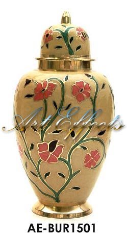 Manufacturers Exporters and Wholesale Suppliers of Embossed Flower Brass Cremation Urn Farrukhabad Uttar Pradesh